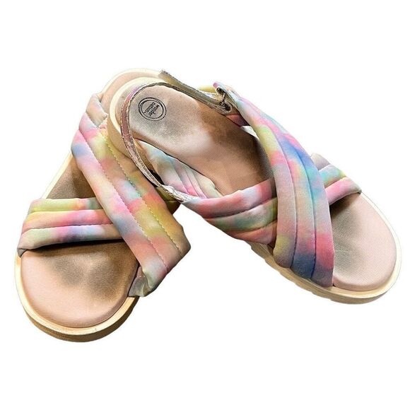 Wonder Nation Girls Rainbow Tye-Dye Cross-band Sandals Size 3 - Picture 1 of 9